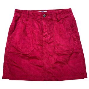 Old Navy Women's High Waist Corduroy Mini Skirt Stretch Size 2 Dark Red Pockets